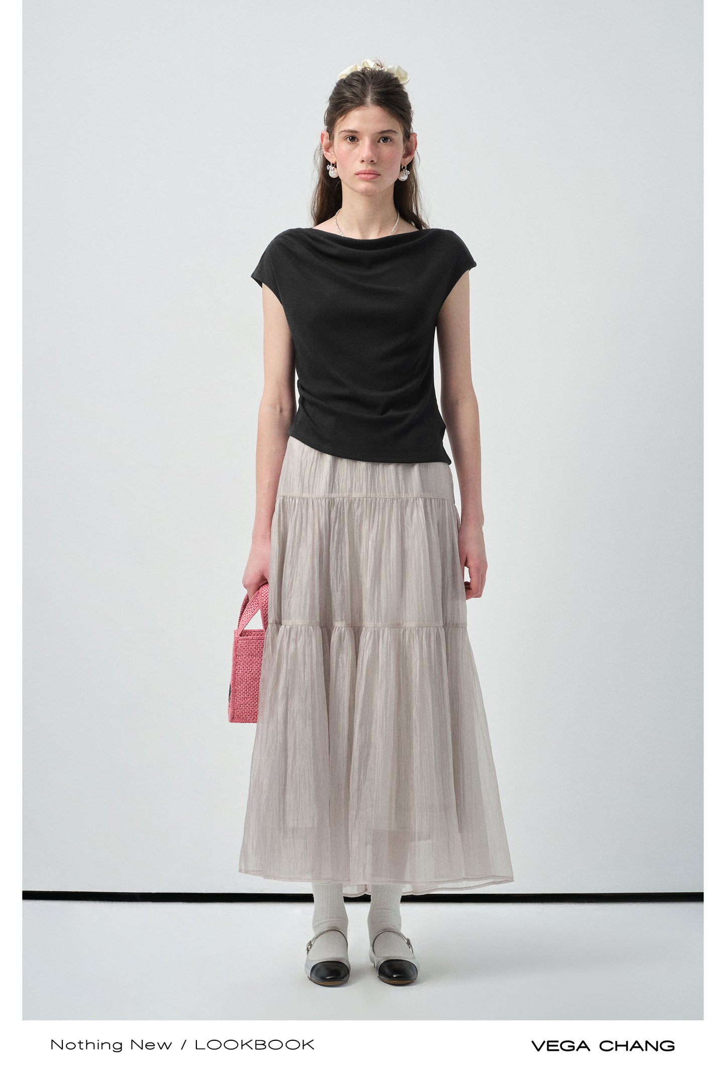 Textured Sheer Tiered Maxi Skirt