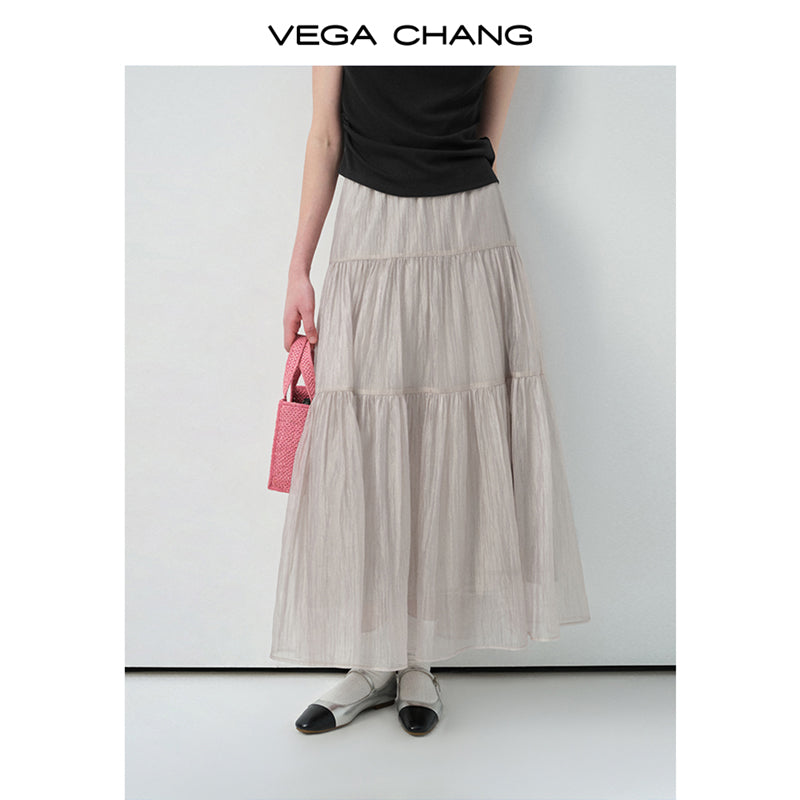 Textured Sheer Tiered Maxi Skirt