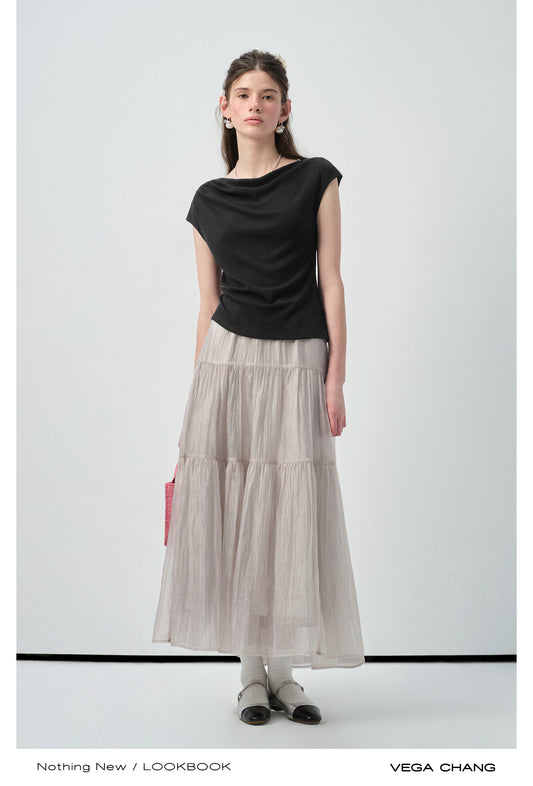 Textured Sheer Tiered Maxi Skirt