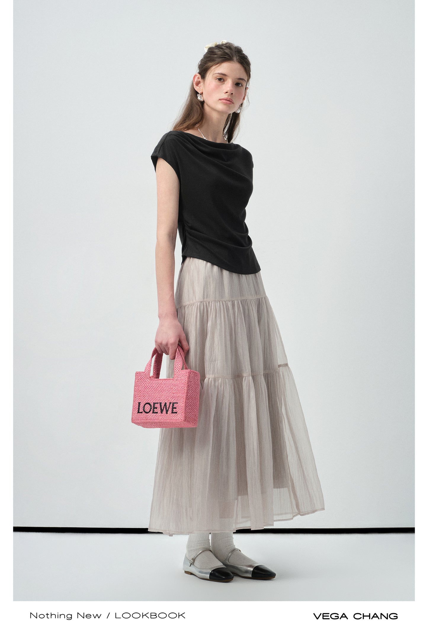 Textured Sheer Tiered Maxi Skirt