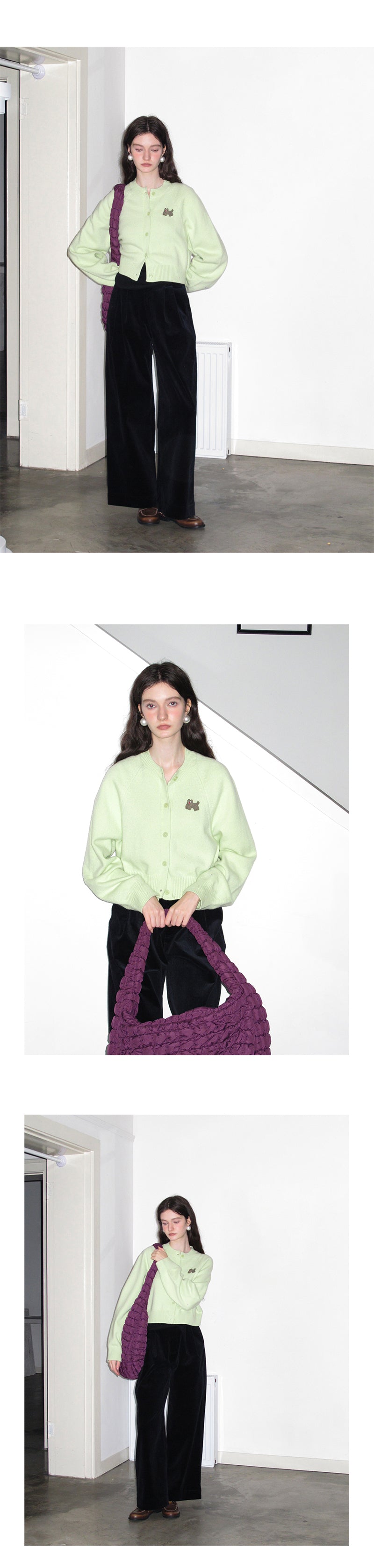 Animal Motif Cropped Knit Cardigan