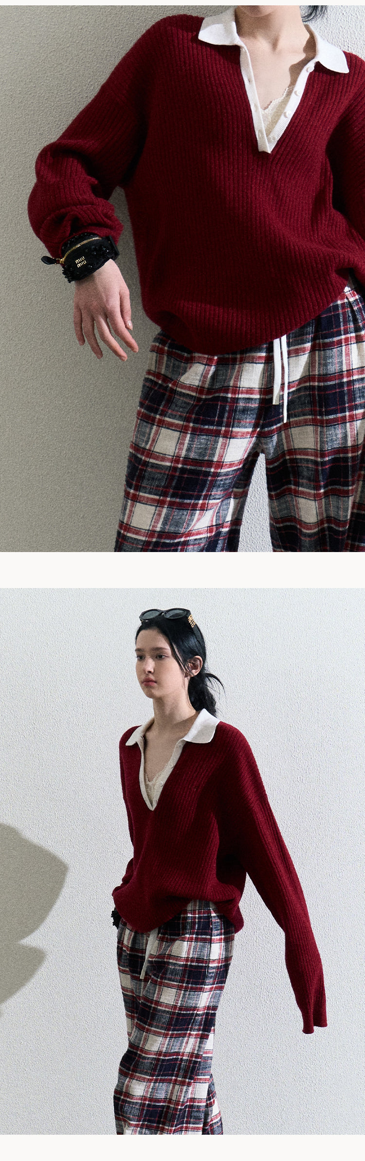 Oversized Rib-Knit Wool-Blend Polo Sweater