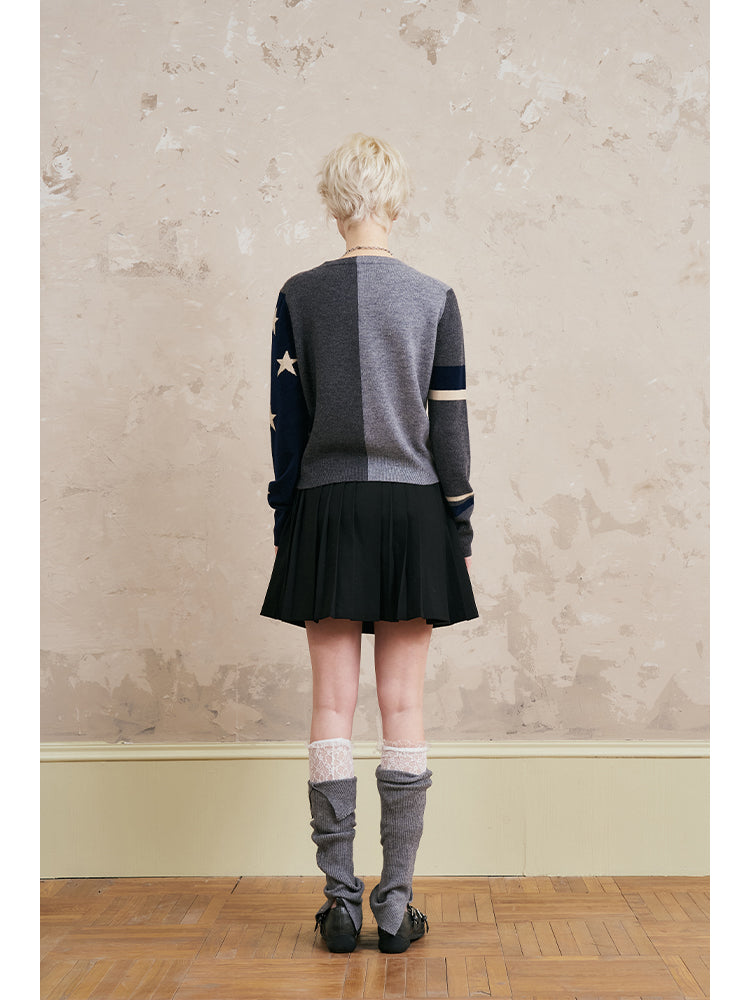 Colorblock Penguin Knit Cardigan