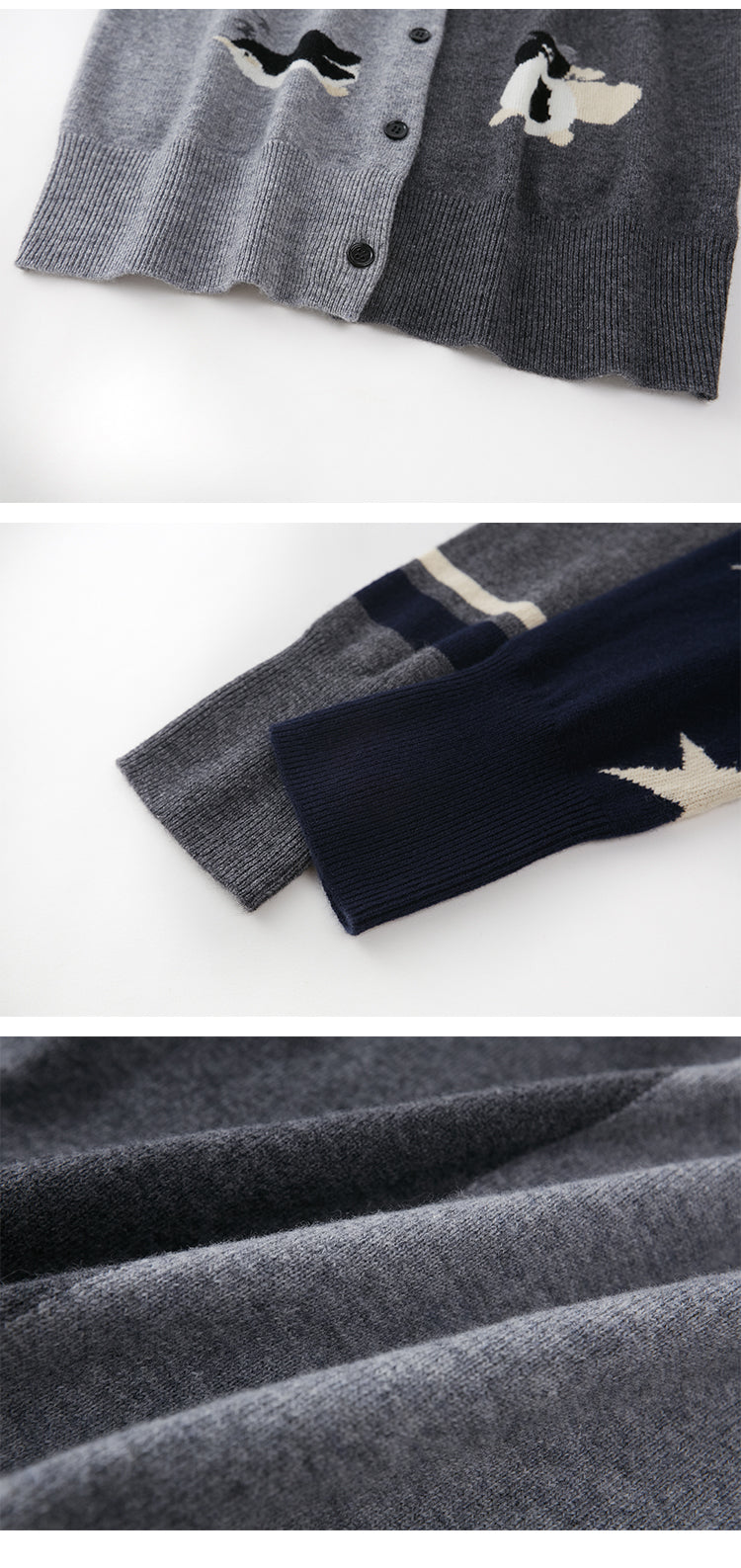 Colorblock Penguin Knit Cardigan
