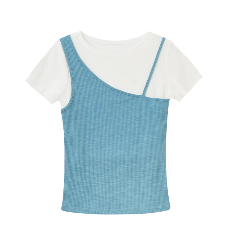 Faux Layered Tee With Single Strap