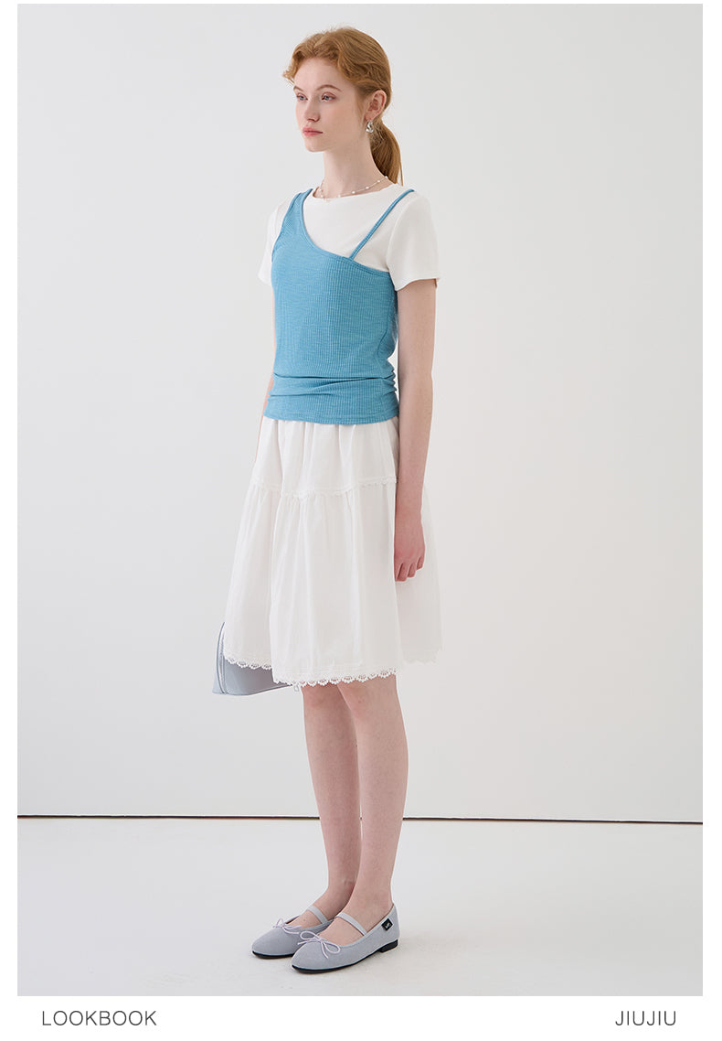 Faux Layered Tee With Single Strap