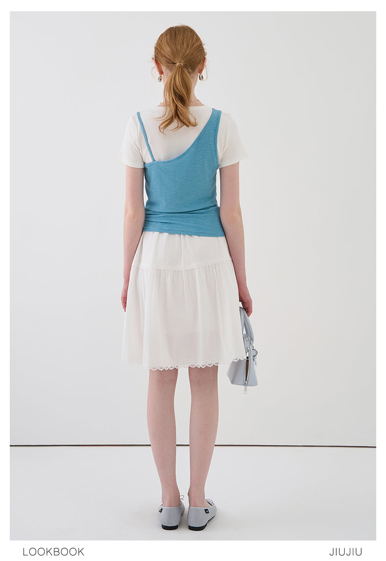 Faux Layered Tee With Single Strap