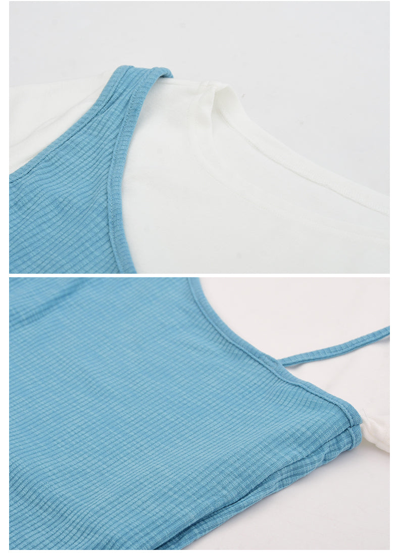 Faux Layered Tee With Single Strap