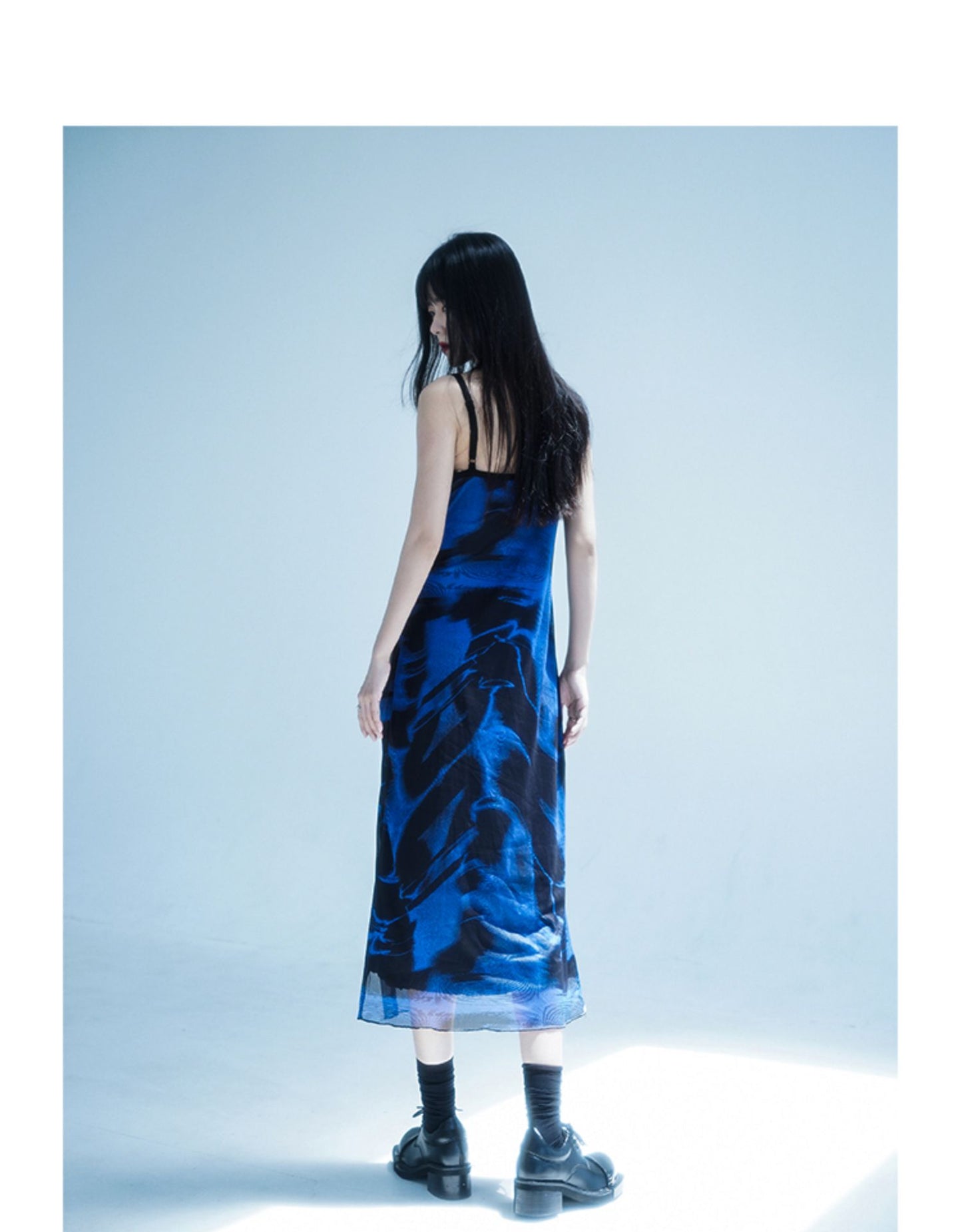 Ruched Printed Dress With Asymmetric Chain Detail Strap