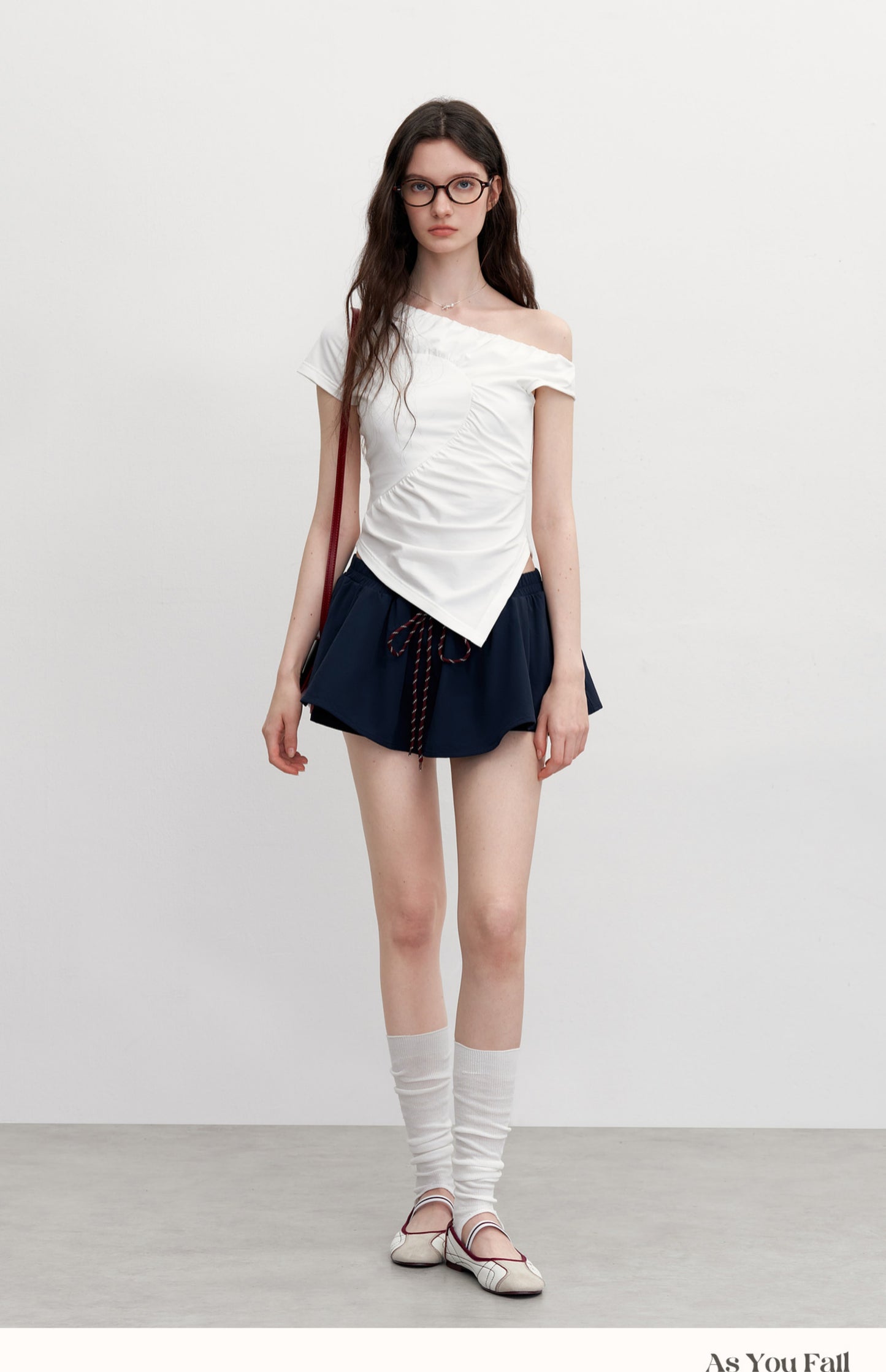 Drawstring Waist Mini Flare Skirt Pants