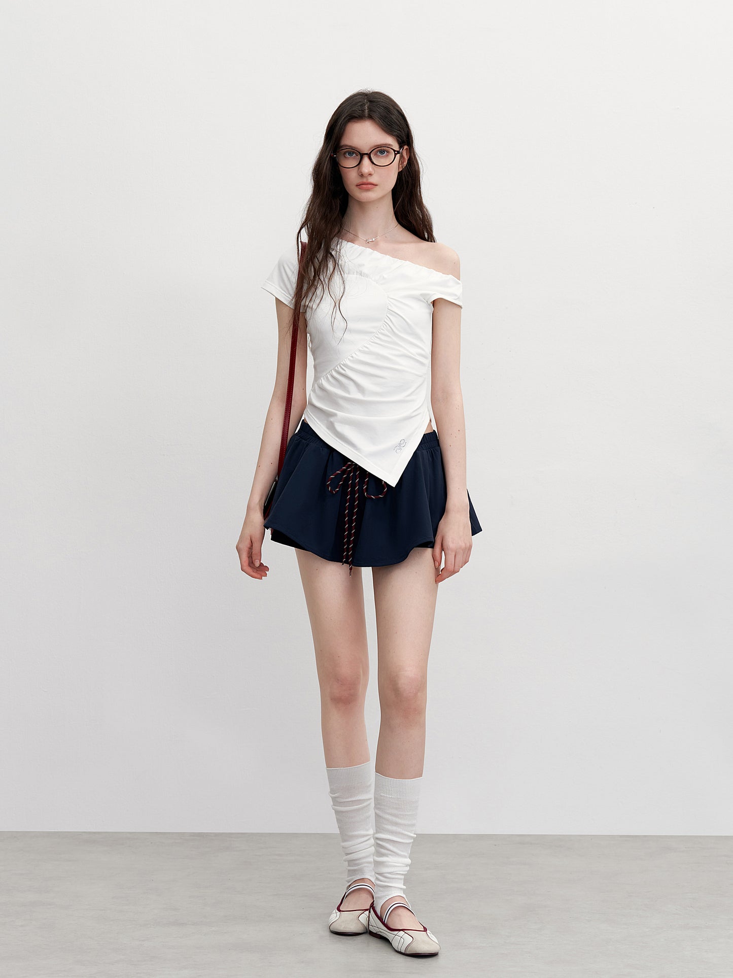 Drawstring Waist Mini Flare Skirt Pants