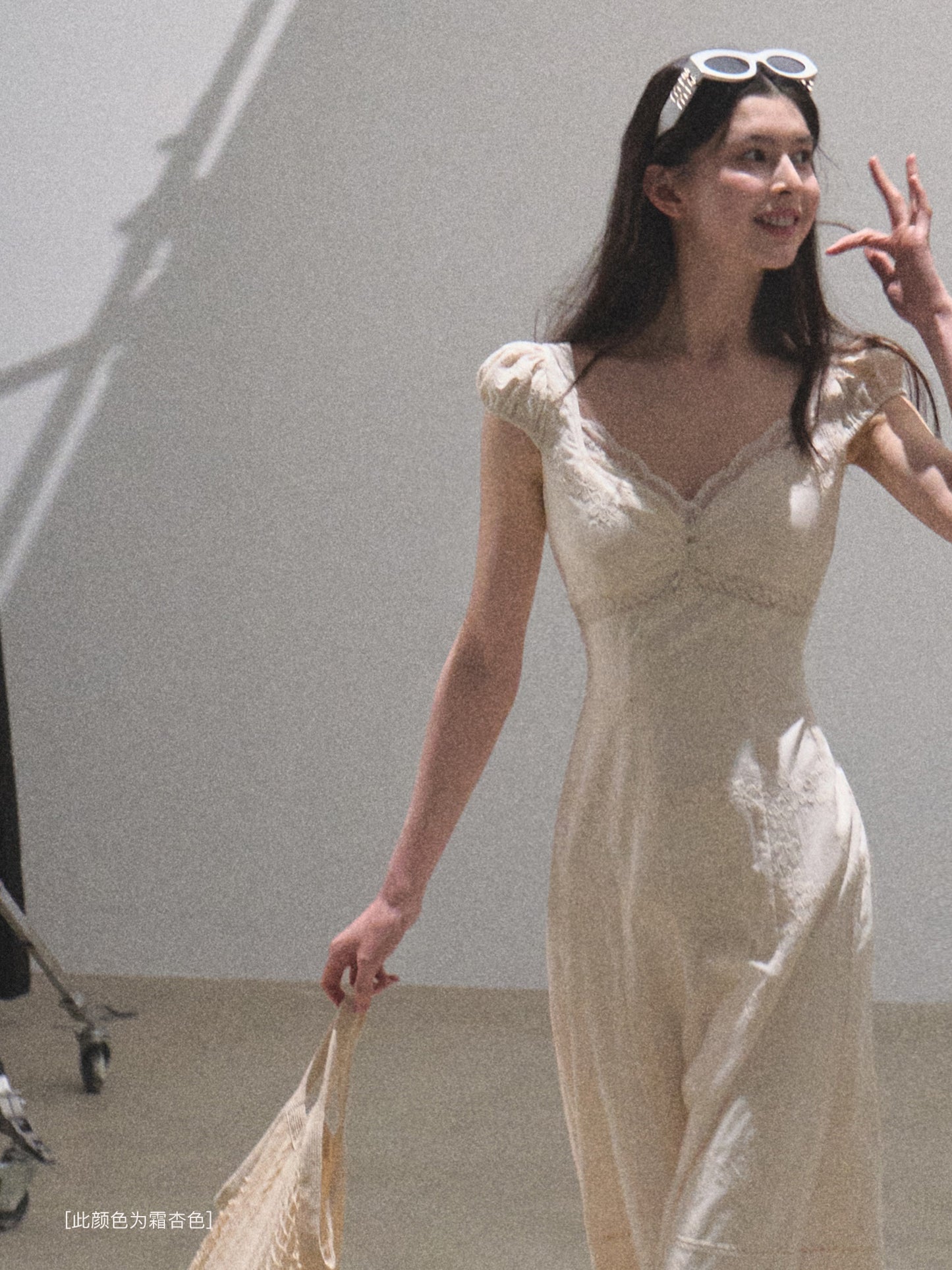 Puff-Sleeve Embroidered Cotton Midi Dress