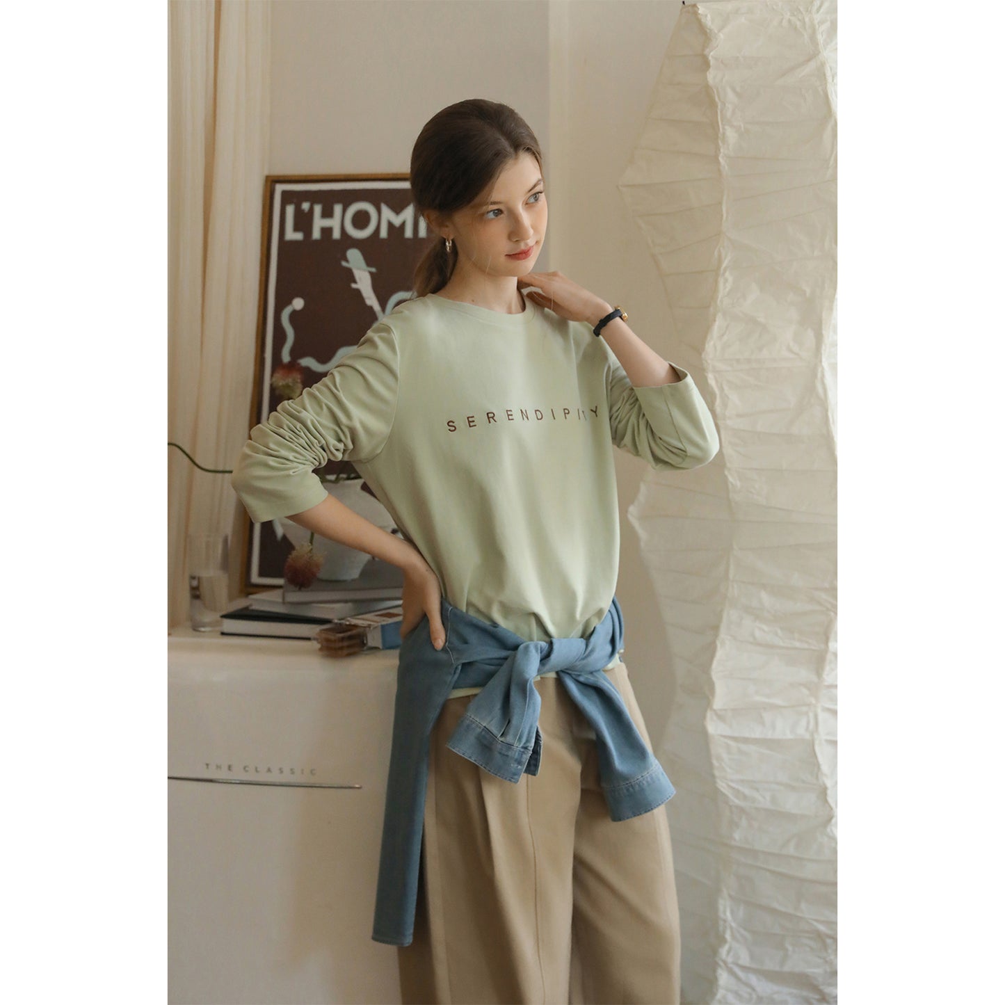 Long-Sleeve T-Shirt With Letter Embroidery