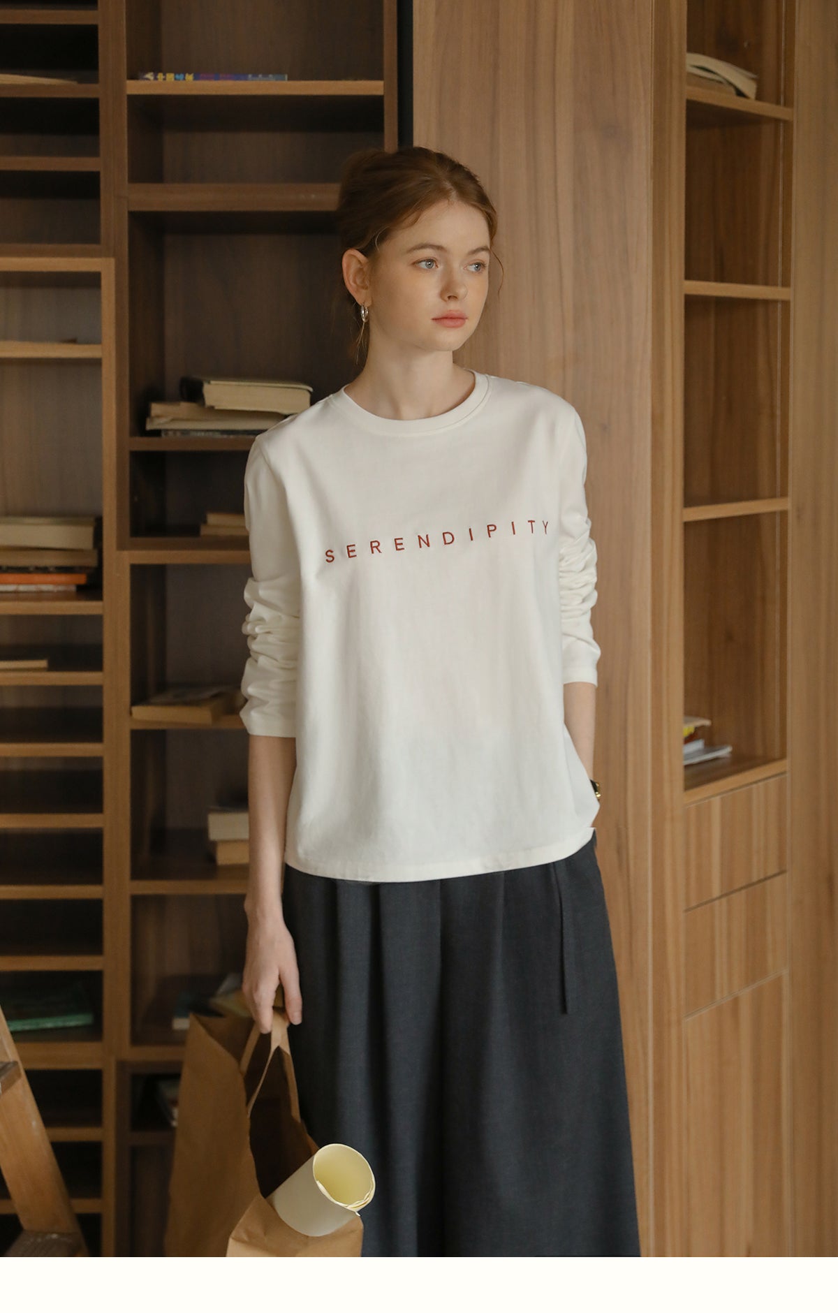 Long-Sleeve T-Shirt With Letter Embroidery