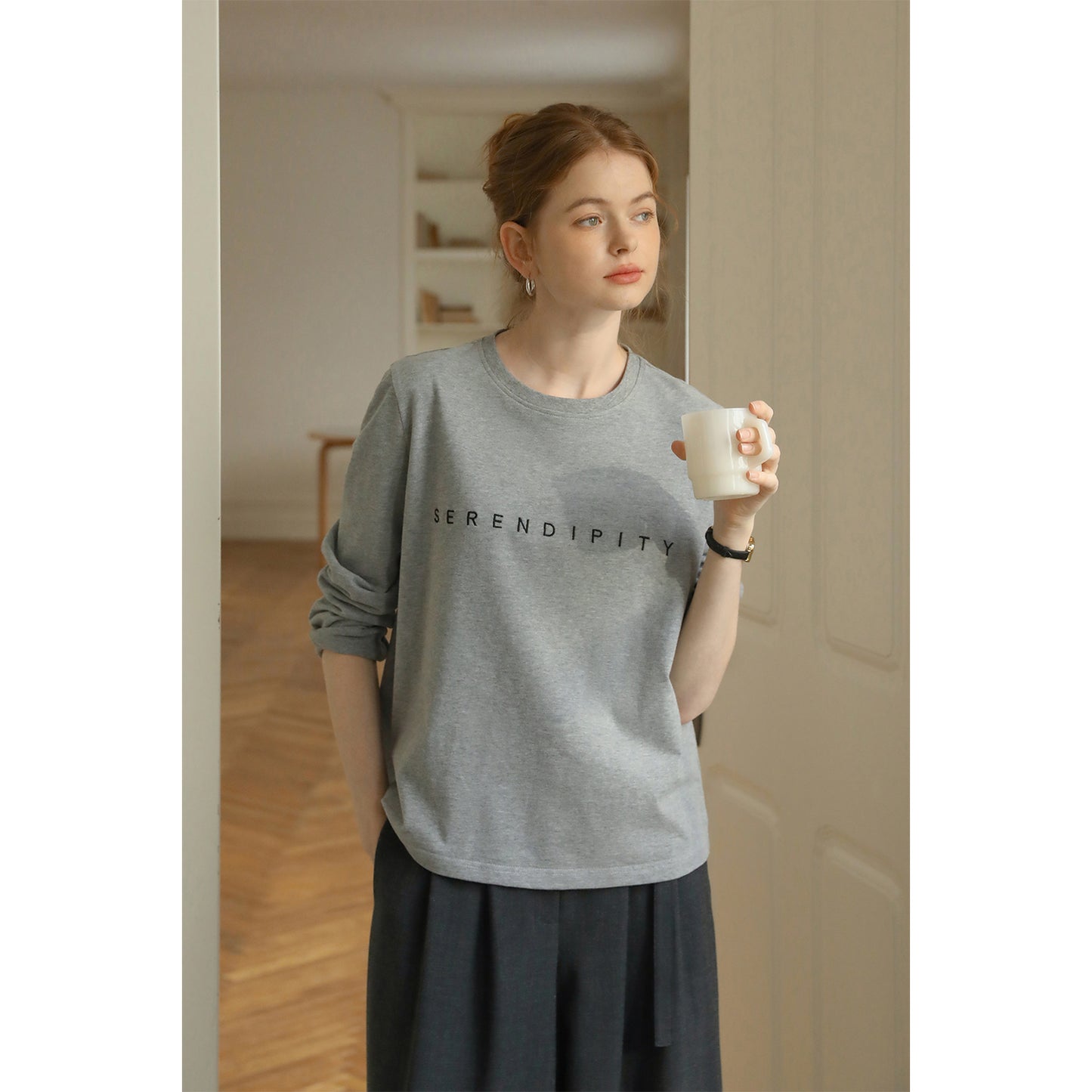 Long-Sleeve T-Shirt With Letter Embroidery
