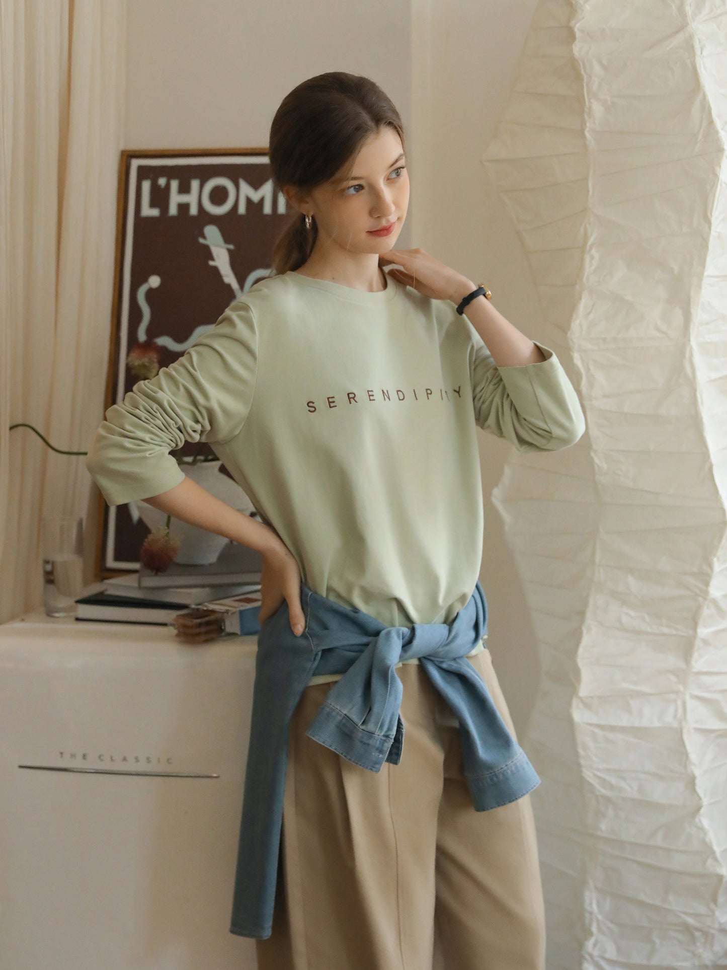 Long-Sleeve T-Shirt With Letter Embroidery