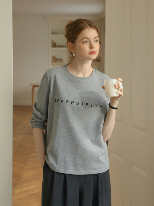 Long-Sleeve T-Shirt With Letter Embroidery