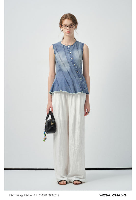 Crinkled High-Rise Relaxed Pants