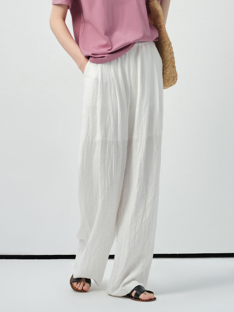 Crinkled High-Rise Relaxed Pants
