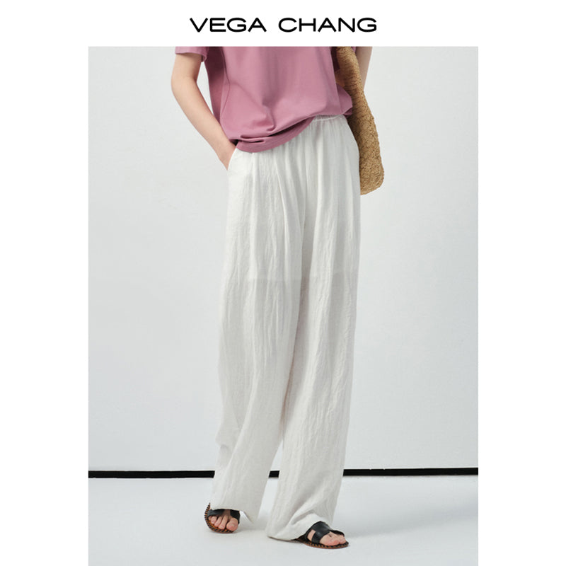 Crinkled High-Rise Relaxed Pants