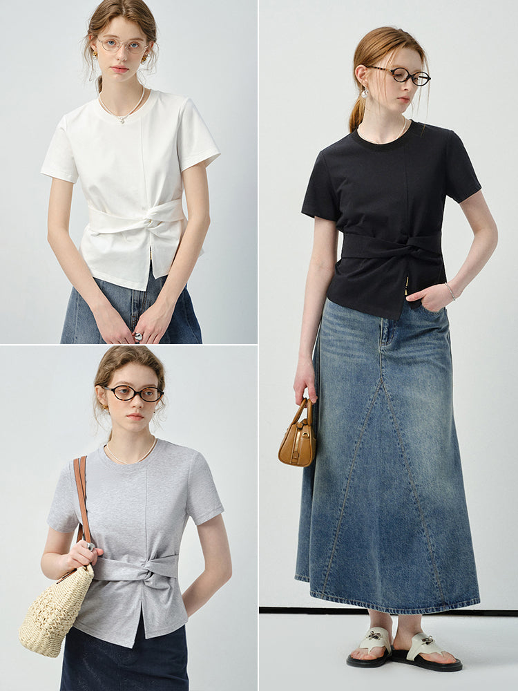 Twisted Knot T-Shirt In Sunscreen Ice-Tech Fabric