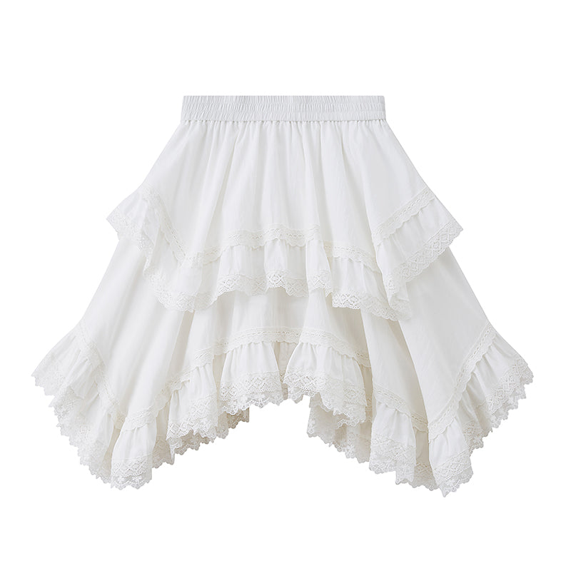 Asymmetrical Lightweight Victorian-Style Lace Skirt