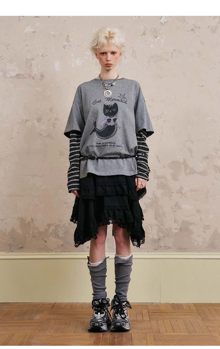 Asymmetrical Lightweight Victorian-Style Lace Skirt