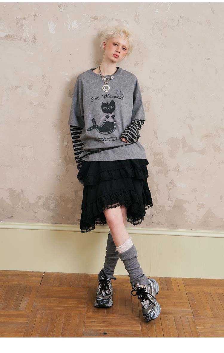 Asymmetrical Lightweight Victorian-Style Lace Skirt