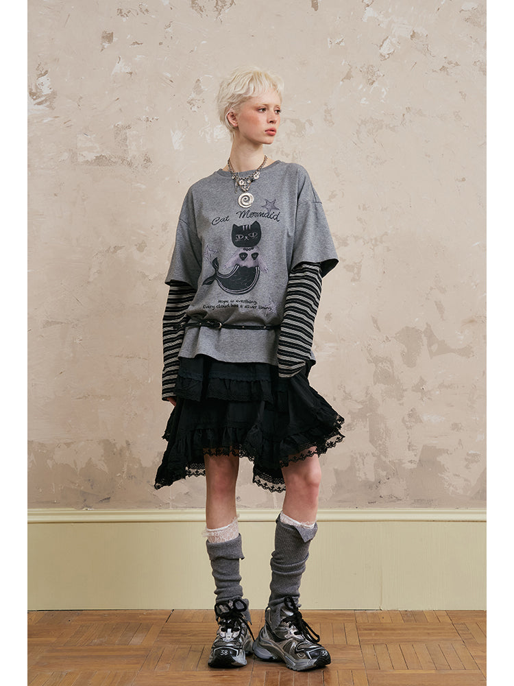 Asymmetrical Lightweight Victorian-Style Lace Skirt