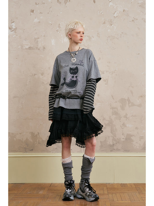 Asymmetrical Lightweight Victorian-Style Lace Skirt