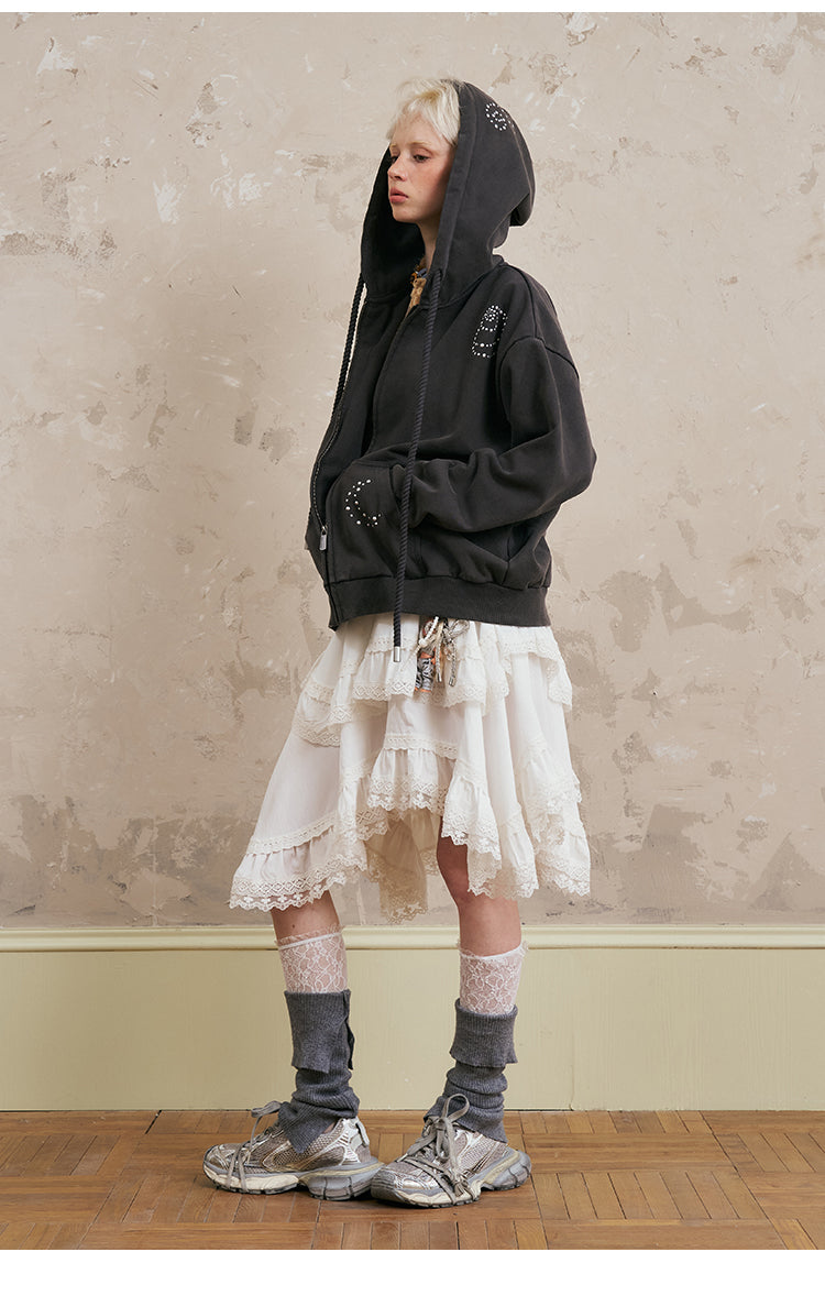 Asymmetrical Lightweight Victorian-Style Lace Skirt