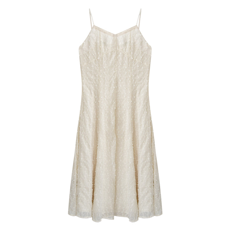 Delicate Dot-Textured Spaghetti Strap Dress