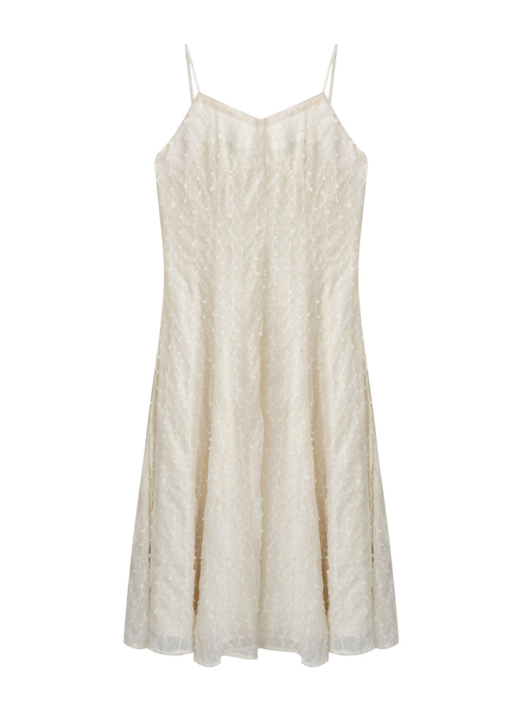 Delicate Dot-Textured Spaghetti Strap Dress