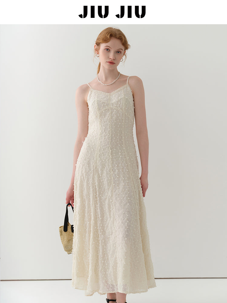 Delicate Dot-Textured Spaghetti Strap Dress
