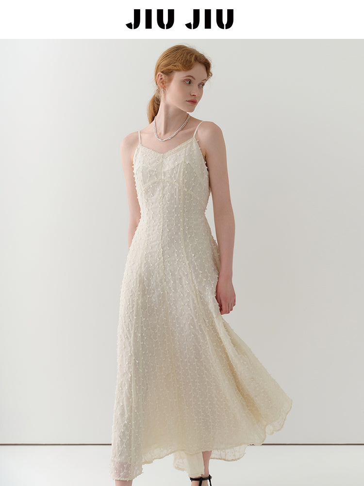 Delicate Dot-Textured Spaghetti Strap Dress
