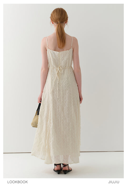Delicate Dot-Textured Spaghetti Strap Dress