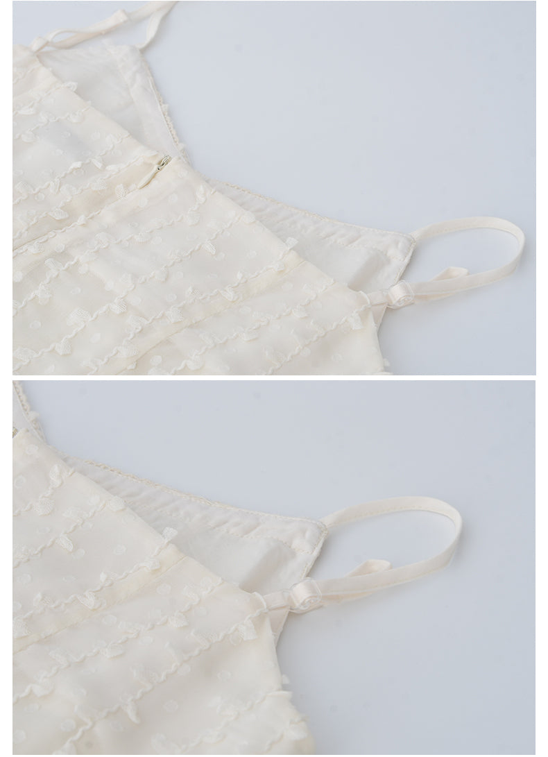 Delicate Dot-Textured Spaghetti Strap Dress