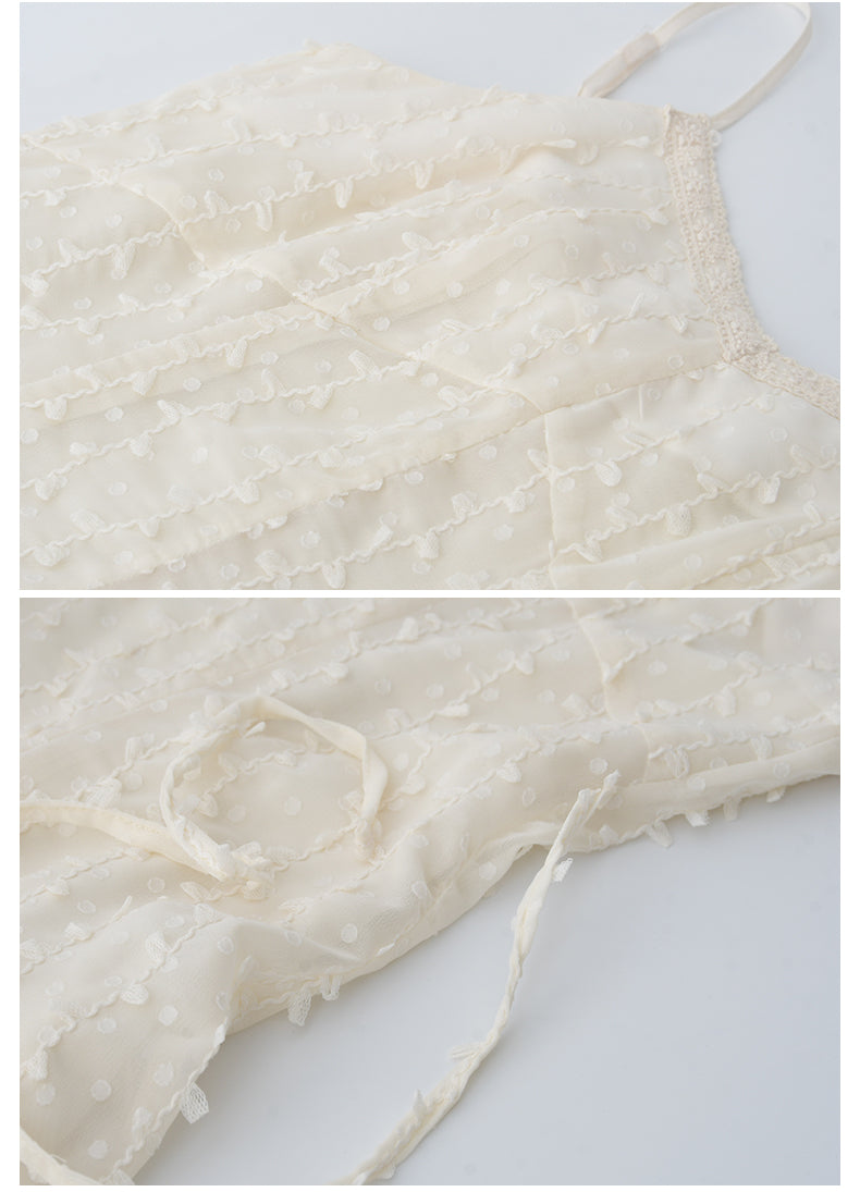 Delicate Dot-Textured Spaghetti Strap Dress