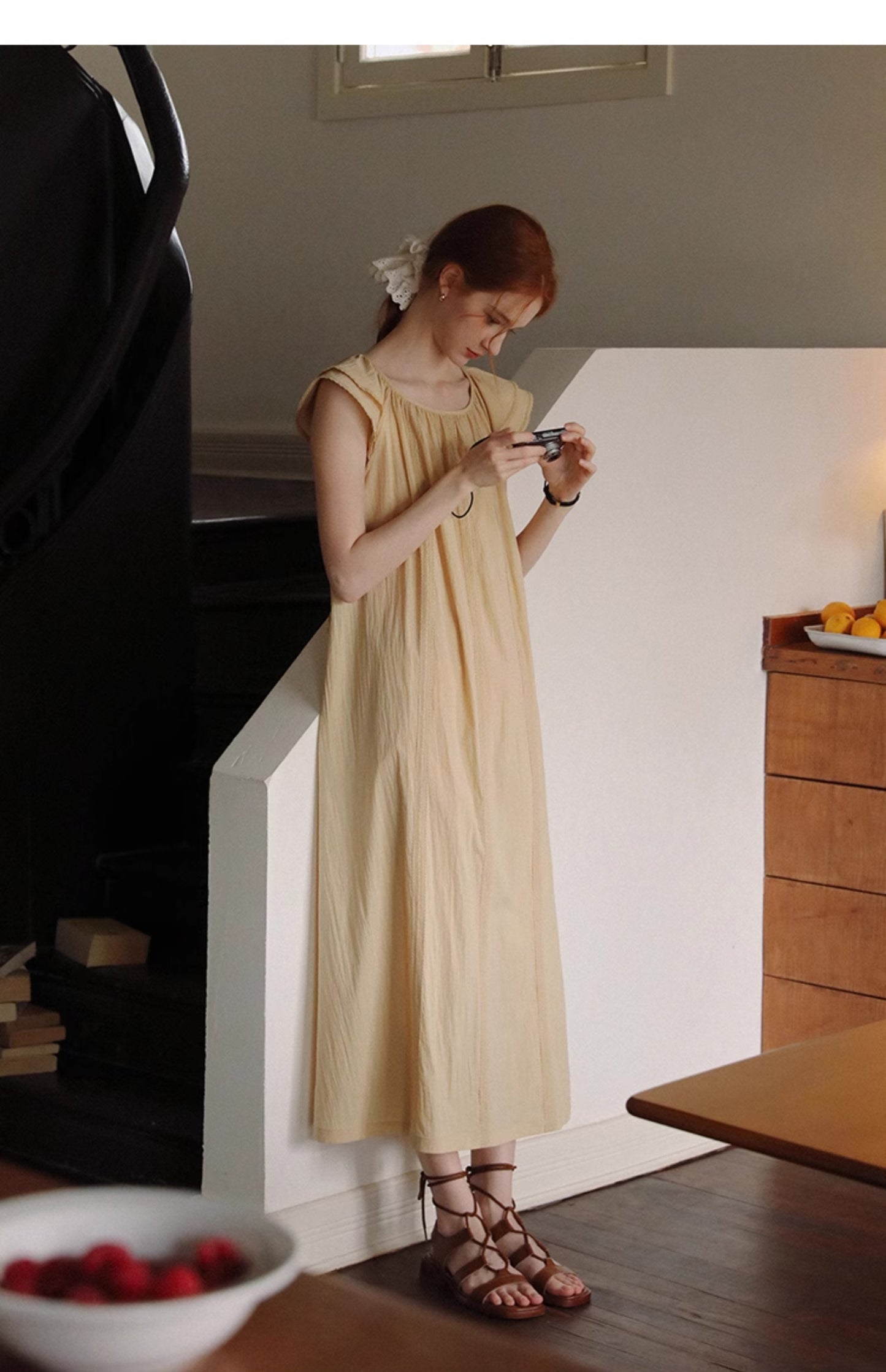 Lace-Detailed Butterfly-Sleeve Dress With Back Tie