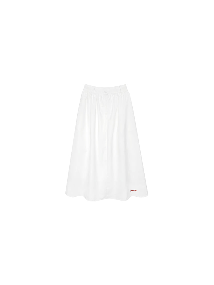 Embroidered Flared Skirt With Elastic Back Waistband