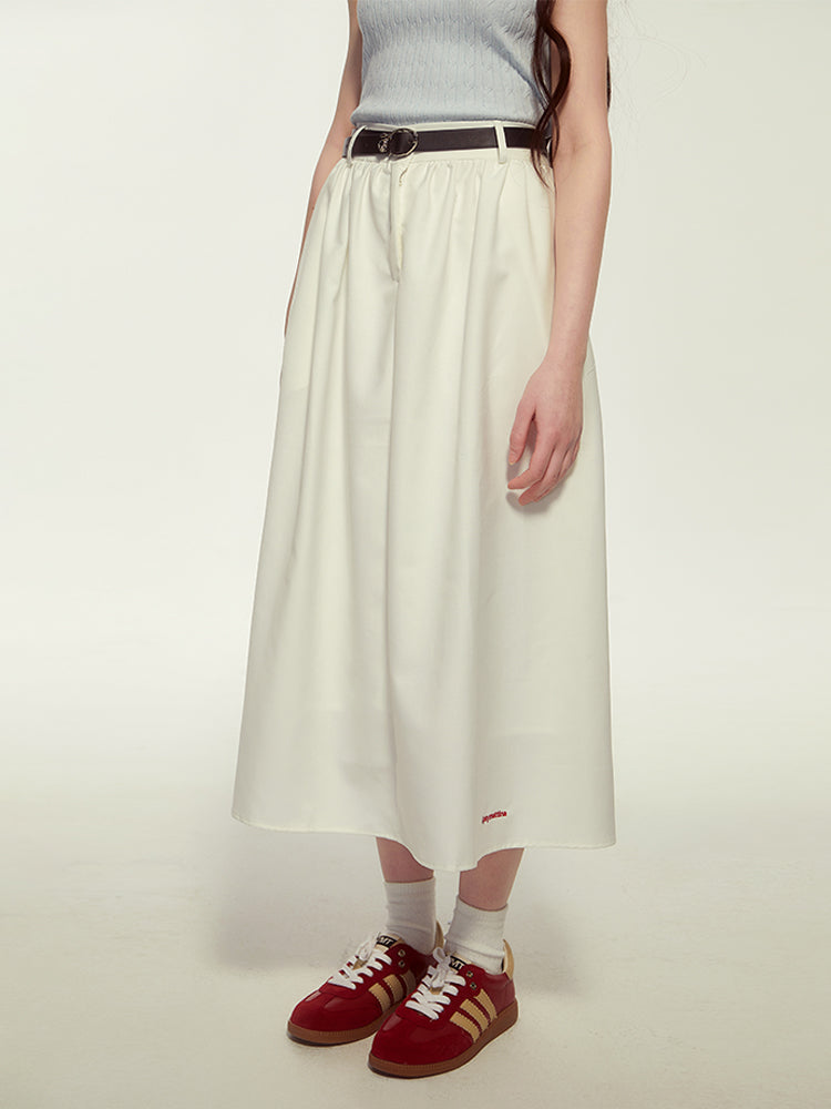 Embroidered Flared Skirt With Elastic Back Waistband