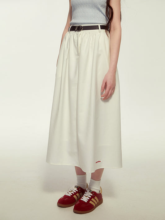 Embroidered Flared Skirt With Elastic Back Waistband