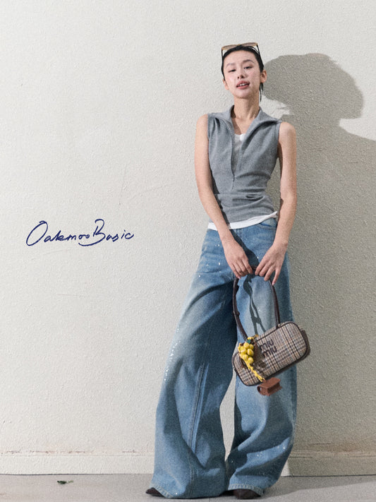 Sleeveless Layered Look Half-Zip Top