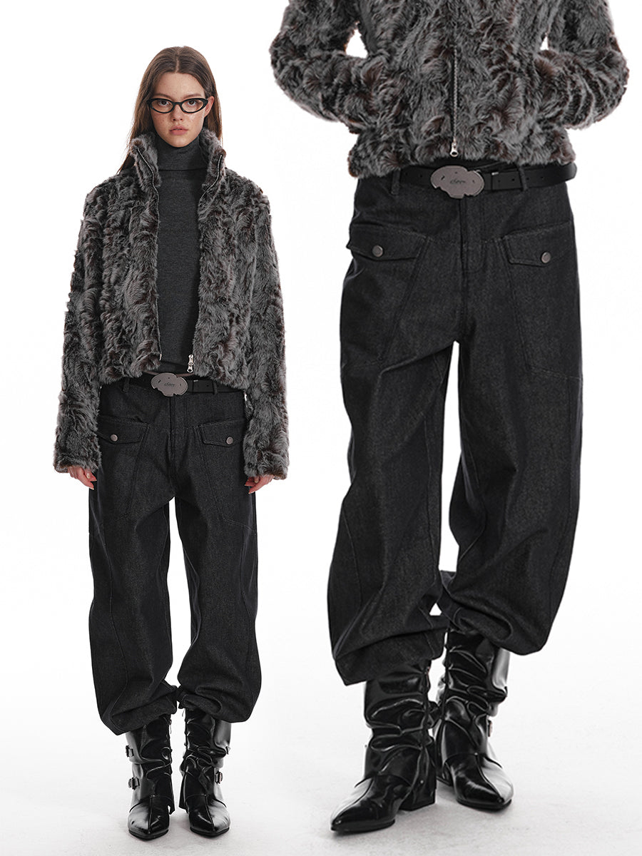 Low Rise Banana Fit Cotton Denim Pants