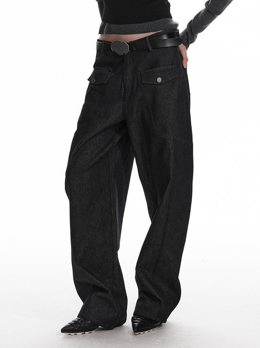 Low Rise Banana Fit Cotton Denim Pants