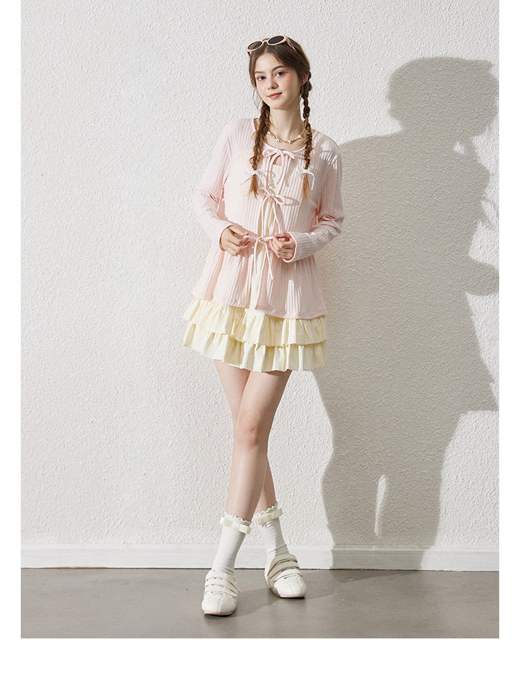 Tie-Front Relaxed Rib-Knit Top