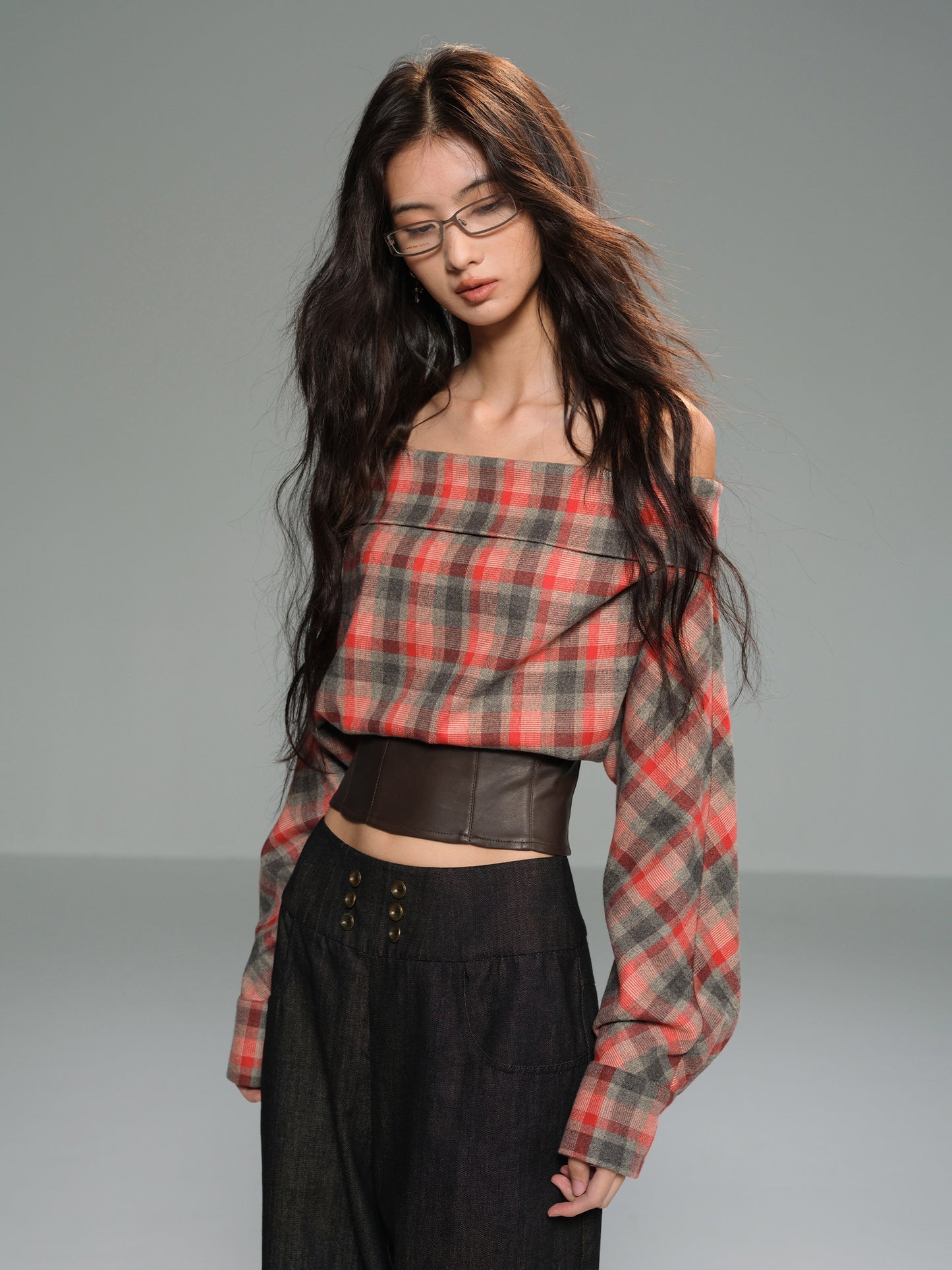 Convertible Zip-Up Plaid Top