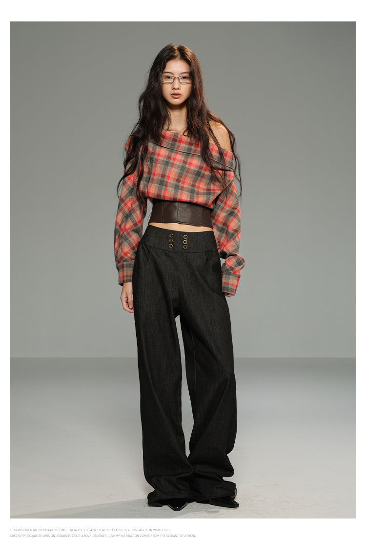 Convertible Zip-Up Plaid Top