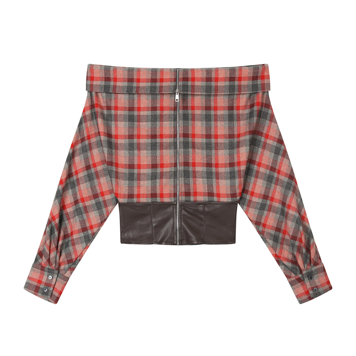 Convertible Zip-Up Plaid Top
