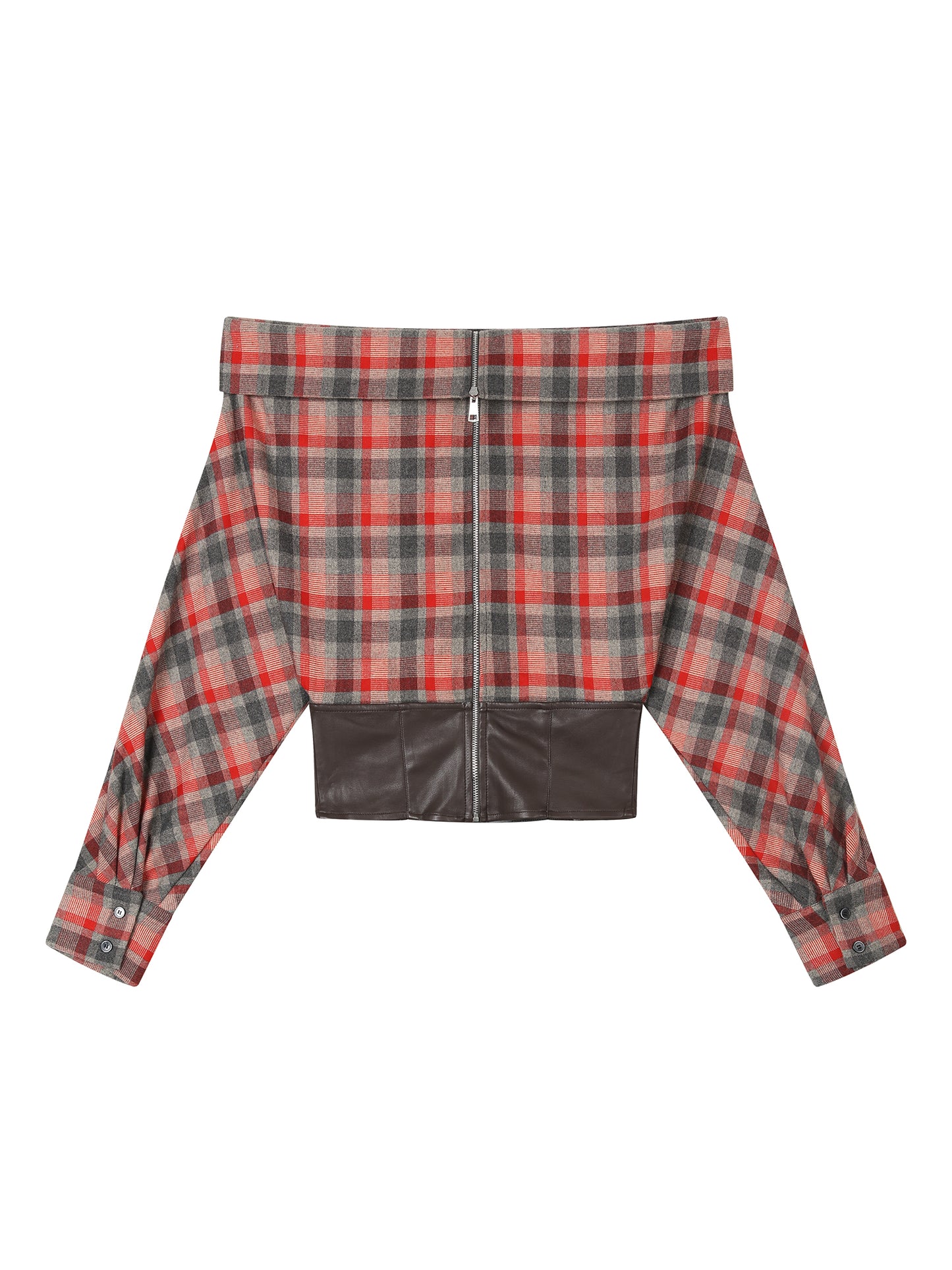 Convertible Zip-Up Plaid Top